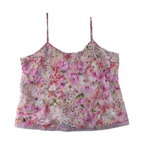 Vintage Morgan Taylor Intimates Crop Tank Women's XL Sheer Floral Feminine Pink